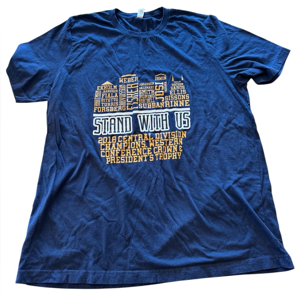 Nashville Predators Stand With Us 2018 Central Division Champions T-Shirt XL